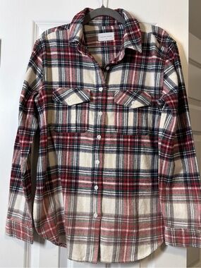 Panache Red, Black & Cream Plaid Button-Down Shirt Jacket